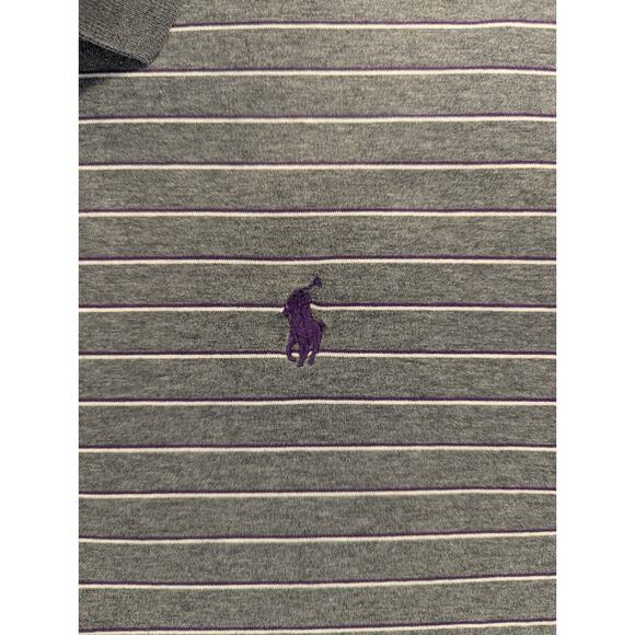 Ralph Lauren Polo Golf Shirt Large Men's VTG Gray Striped Short Sleeve - Picture 5 of 10